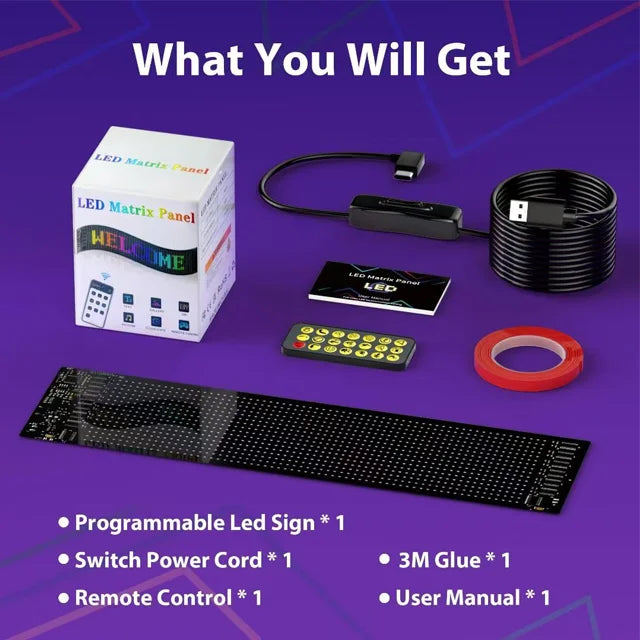DriveVibe™ Smart Car LED Matrix - Flexible Bluetooth App-Controlled Scrolling Message Sign