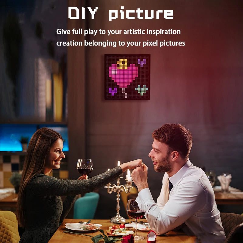 Smart LED Pixel Display - Bluetooth App Controlled RGB Matrix Board with DIY Animations & Nightlight Mode