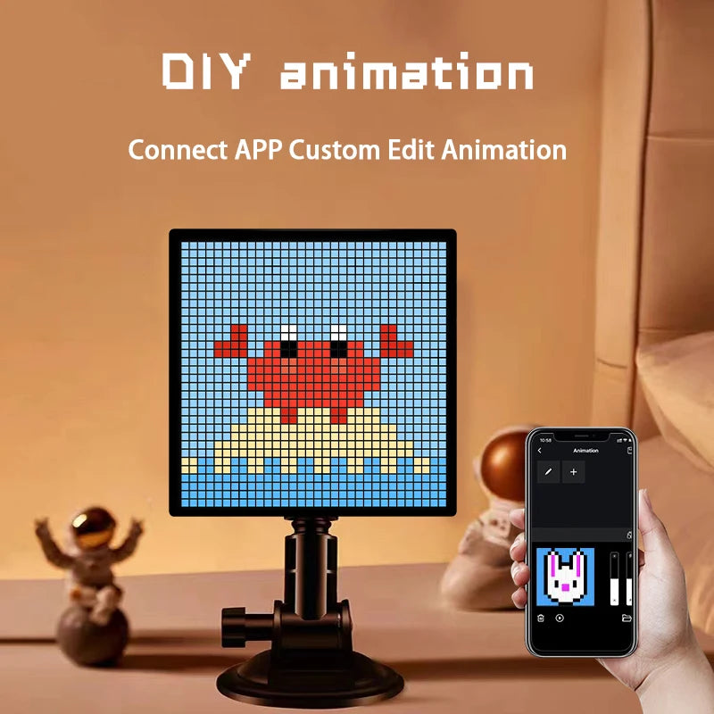 Smart LED Pixel Display - Bluetooth App Controlled RGB Matrix Board with DIY Animations & Nightlight Mode