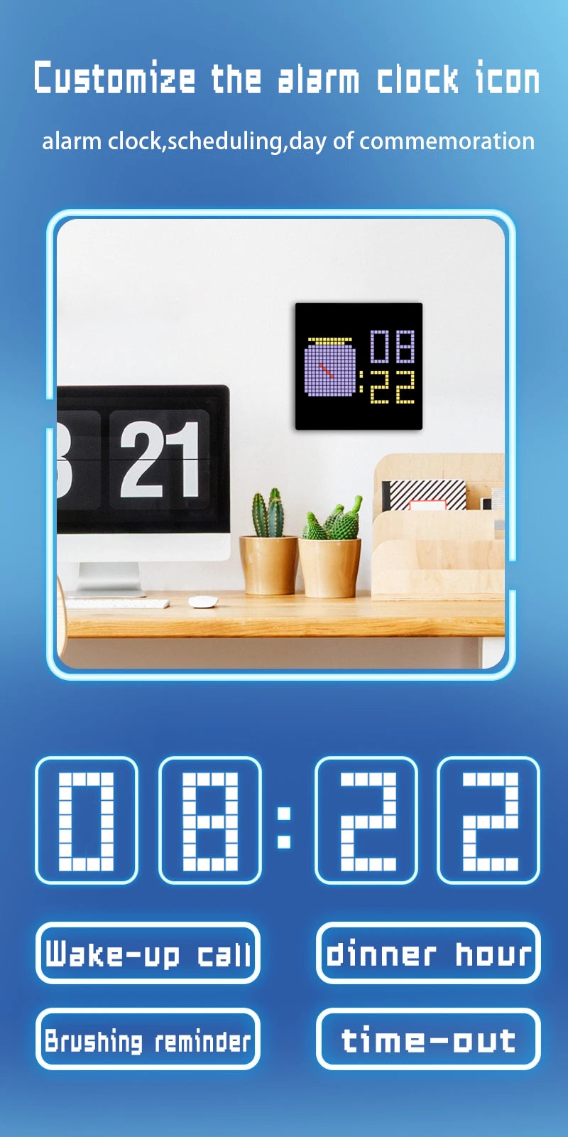 Smart LED Pixel Display - Bluetooth App Controlled RGB Matrix Board with DIY Animations & Nightlight Mode