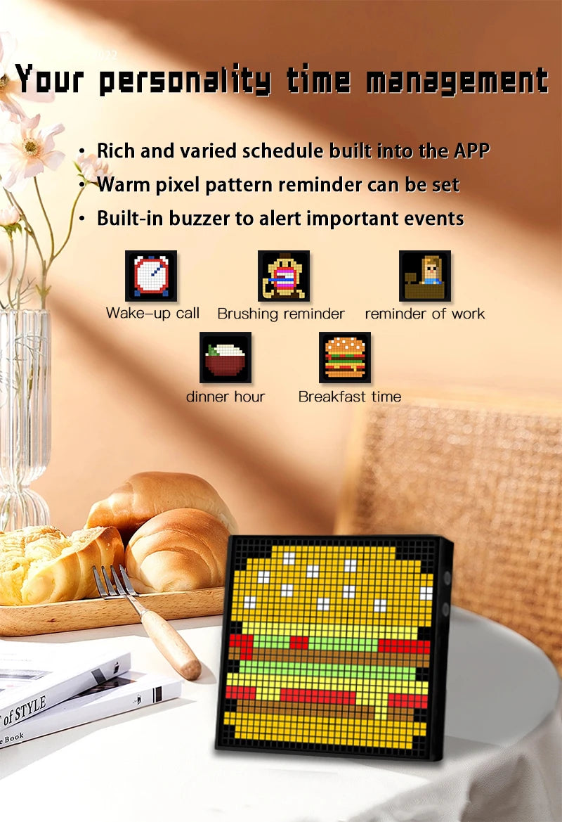 Smart LED Pixel Display - Bluetooth App Controlled RGB Matrix Board with DIY Animations & Nightlight Mode