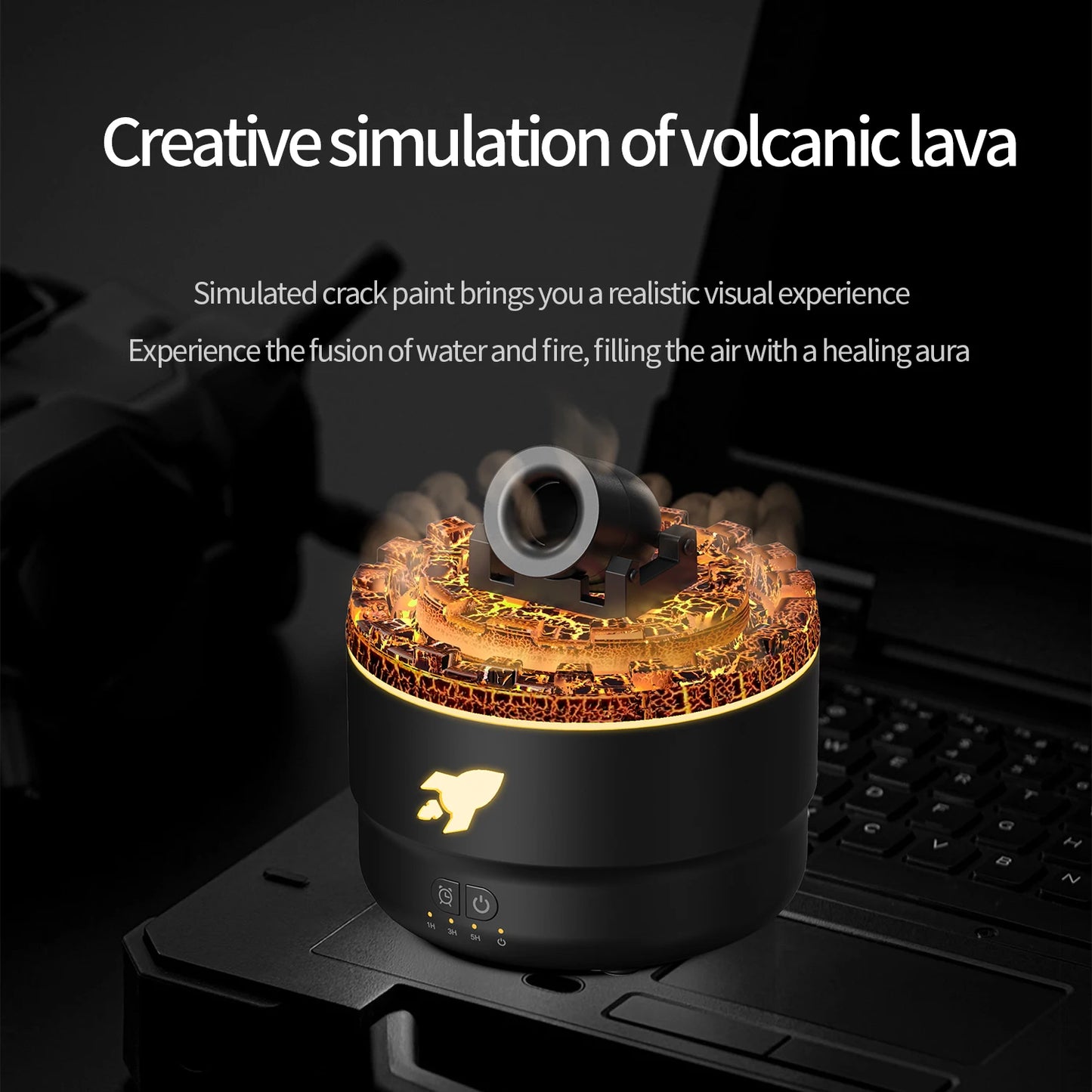 AuraFlow™ Volcano Diffuser – Simulated Flame & Jellyfish Smoke Ring Aromatherapy Hub