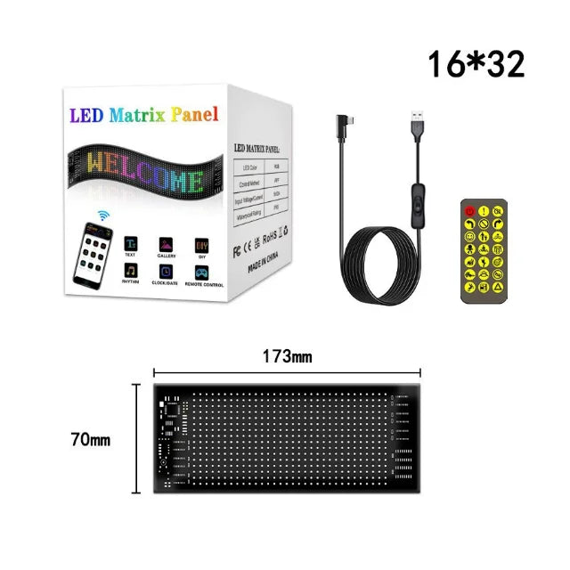 DriveVibe™ Smart Car LED Matrix - Flexible Bluetooth App-Controlled Scrolling Message Sign